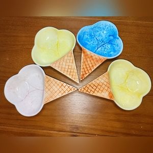 4 Vintage Royal Norfolk Ceramic Ice Cream Waffle Cone Serving Dishes 3/4 Cup‎